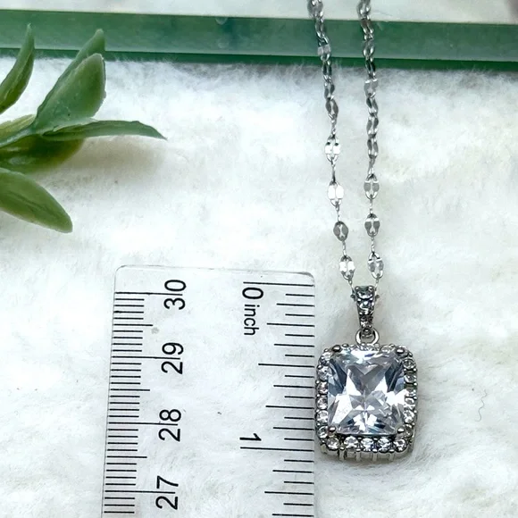 Stainless Steel Chain with Silver Tone Rhinestones Pendant - Picture 7 of 7